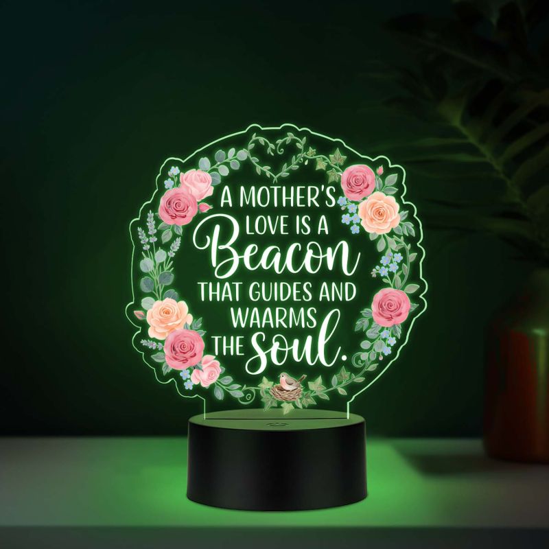 Inspirational Quote UV Print 7 Color LED Night Lamp Mothers Day Gift for Mom Acrylic Light